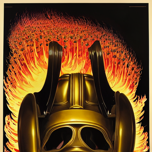 Black Broken Armor And Helmet Laying In Flames Chrysanthemum...