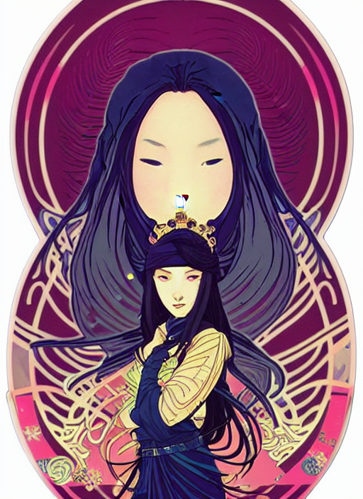 Victo Ngai Girl Ninja Sticker Decal Design, Highly Detailed,...
