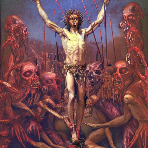 Epic Masterpiece Oil Painting Of Saint Sebastian With Many A... — Stable Diffusion AI Prompt: epic masterpiece oil painting of saint sebastian with many arms like an indian g...