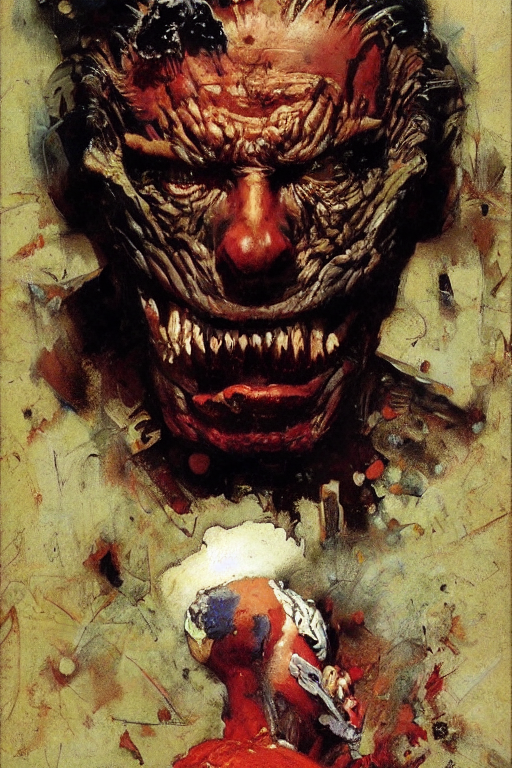 Oil Painting Head And Torso Portrait Of Huge Grendel, By Nor...
