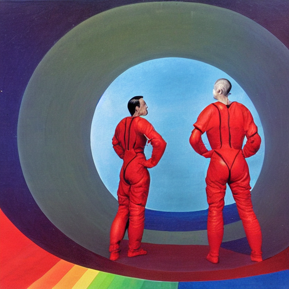 Two Scientist Wearing Red Rick Owens Flight Suits Inside The...