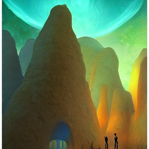 Artistic Digital Artwork Of Two Tiny Silhouettes Exploring A...