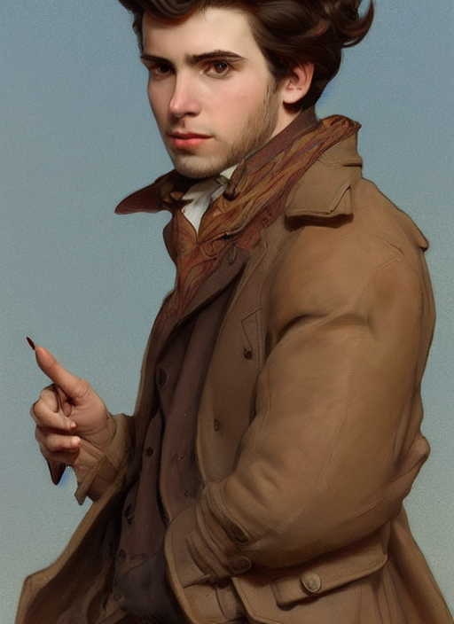 Young Man, Brownhair, Sideburns, Frockcoat, Nineteenthcentur...