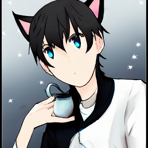 Cute Androgynous Anime Catboy With Soft Cat Ears
