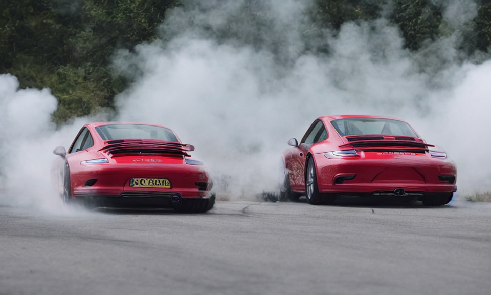 Photo Of A Porsche 9 1 1 Doing A Burnout