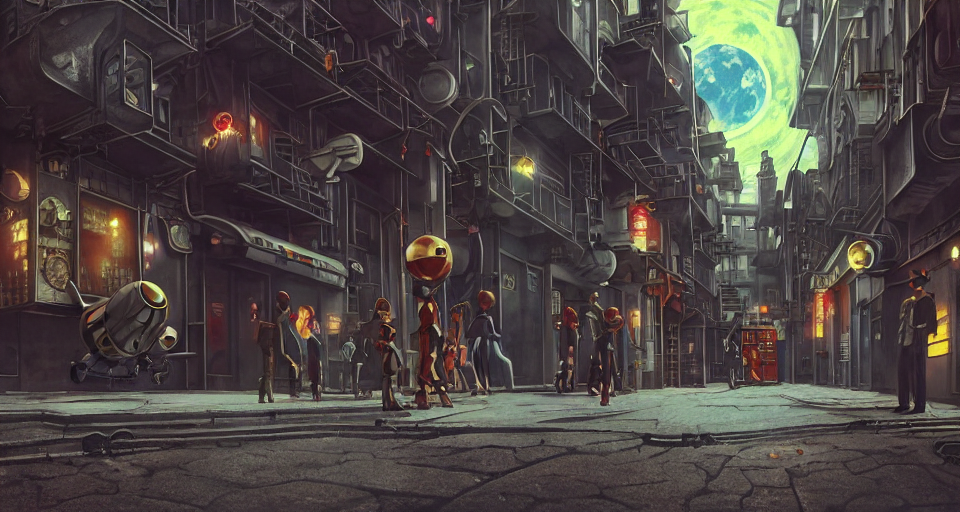 Anime Cartoon Of 1 9 5 0 S Scifi, Tin Toy Robots, Ufo, Flyin...