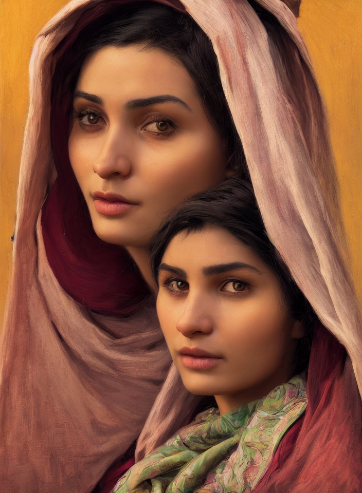 Face Half Portrait Of A Beautiful Afghan Woman, Grand Theft...