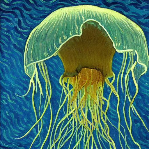 A Bioluminescent Cnidarian Jellyfish Floating Deep In The Da...