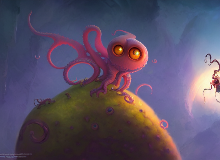 Cute Cthulhus Floating In Space, Fantasy, Concept Art, Artst...