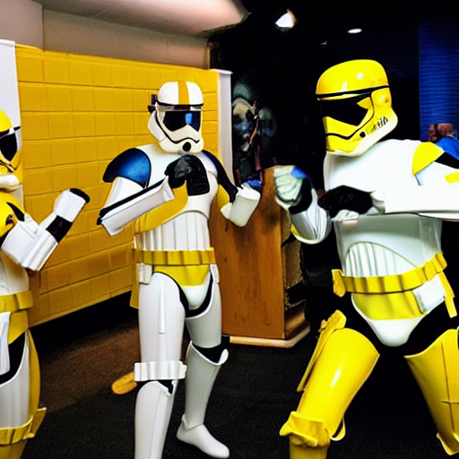 A Storm Trooper As Yellow Power Ranger, Making Karate Moves