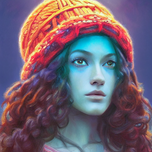 Symmetry Portrait Of Godzilla Wearing A Colorful Beanie, Sca...