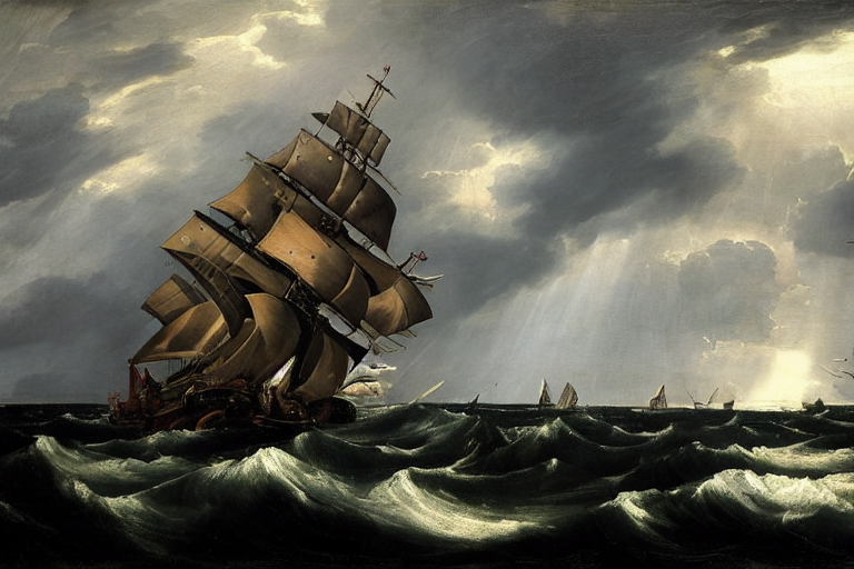 1 7 Th Century Pirate Ship Battling The British Navy, Carava...