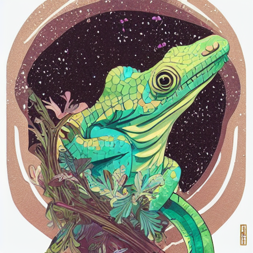 Victo Ngai Cute Chameleon, Sticker Design, Highly Detailed,...