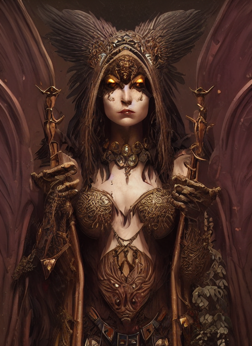Byzantine Gothic Camazotz Goddess, Highly Detailed, Digital...