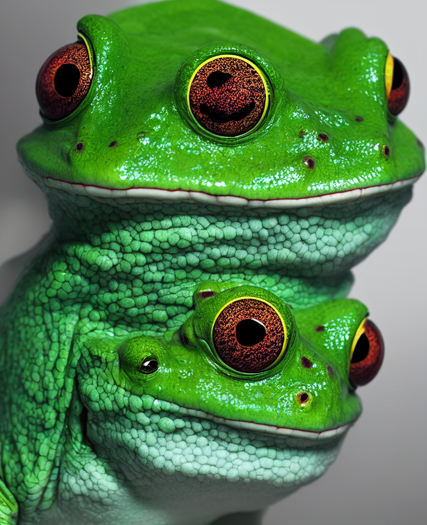 3 D Close - Up Swirly Green Tree Frog Portrait Giant Gladiol...