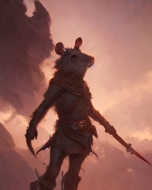 Highly Detailed Rat Portrait As A Warrior, Unreal Engine, Fa...