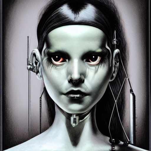 A Slate And Graphite Render Of A Cyborg Machina - Nymphette,...