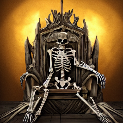 A Skeleton Peaking From Behind An Empty Royal Throne, Detail...