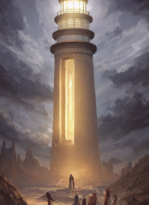 Lighthouse Of Alexandria, Art By Artgerm And Greg Rutkowski...