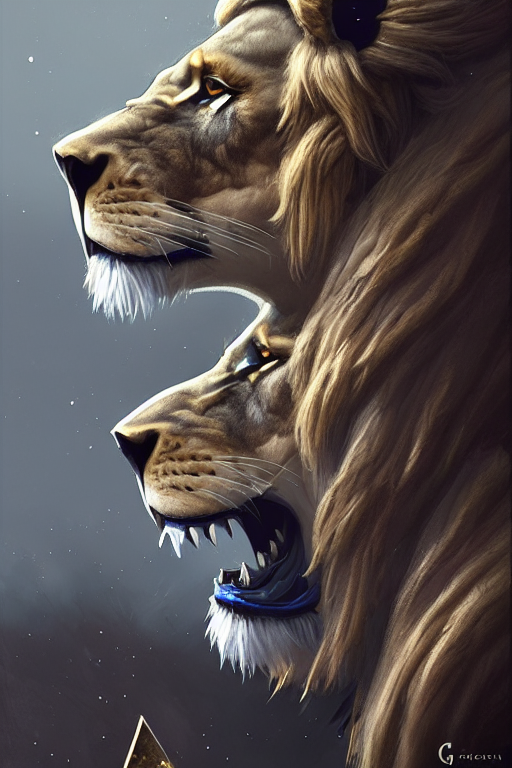 A Anthropomorphic Lion Wizard, Diffuse Lighting, Fantasy, In...