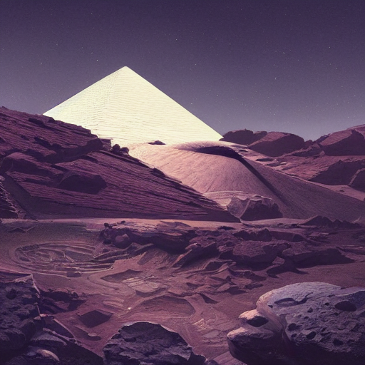 A Beautiful Painting Of A Pyramid On The Moon By Nekro And P...