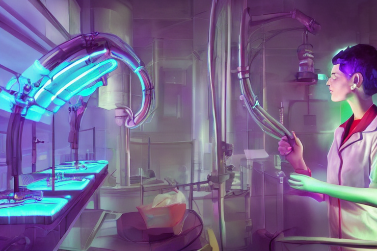 Amelie As A Scientist Working In A Futuristic Laboratory ,...