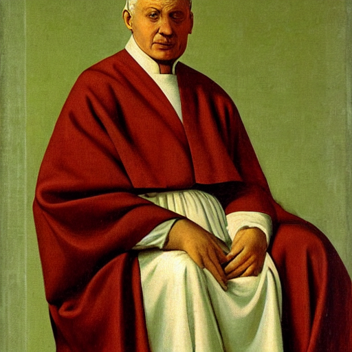 A Papal, Papist Man With A Monk Robe Sits In A Chair And Wea...