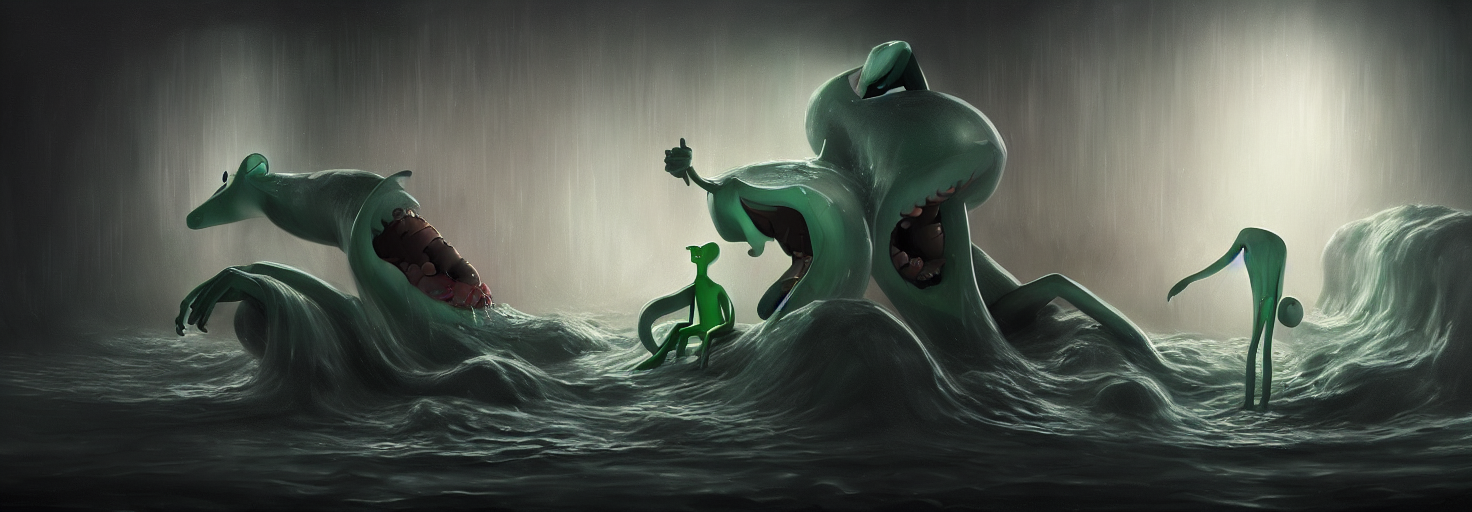 Whimsical Mythical Plankton Creatures Sitting In A Moist Vis...