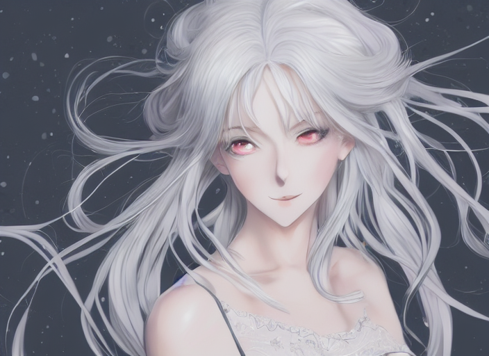 Most Beautiful Girl, White Hair, Elegant, Anime, Fantasy, Hi...