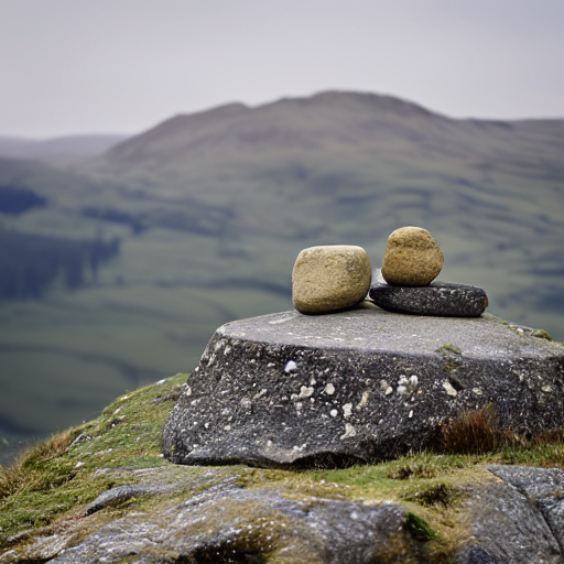 A Stone Cairn Inside A Glass Jar On A Mountain Top In Scotla...