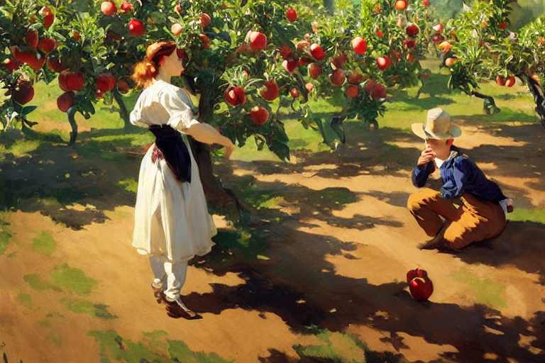 1 9 Century, Apple Orchard, Jodhpurs Greg Manchess Painting...