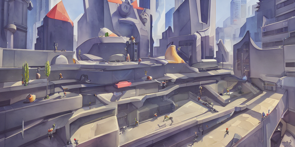 Overwatch Post Modernism Building, Stylized, Exterior, Archi...
