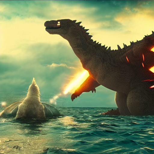Gigantic 1 0 0 Meters Beagle Fighting With Godzilla Over The...