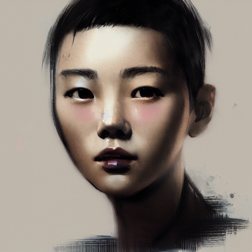 Portrait Of A Korean Girl With Short Hair, Mens Haircut, Dra...