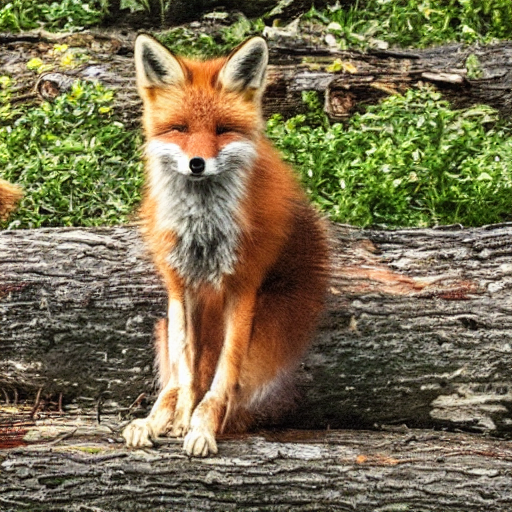 A Fox Sitting On A Log