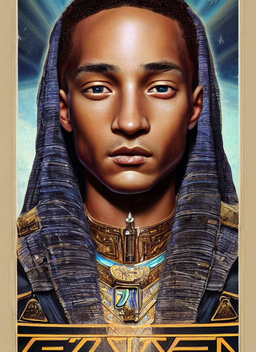 Jaden Smith Closeup Symmetric Portrait As Egyptian, Front Vi...