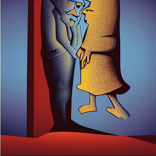 Smiling At Each Other, A Simple Textured Vector Based Illust...