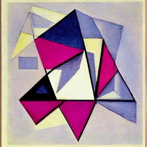A Rhombohedral, Cubist Small Pink Square With An Irregular D...