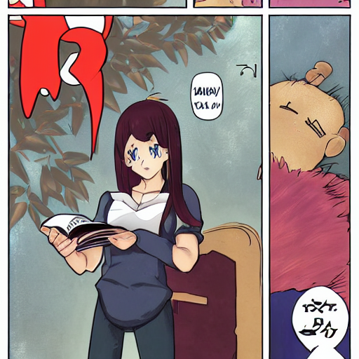Happy Anime Girl Reading Bronze Age Mindset, Highly Detailed
