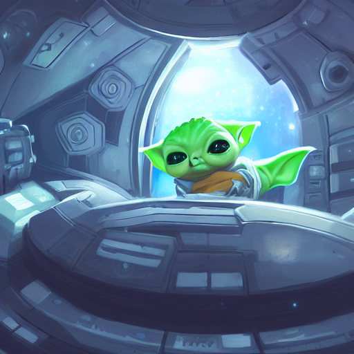 Cute Babyyoda Sleeping In A Space Station, Fantasy, Concept...