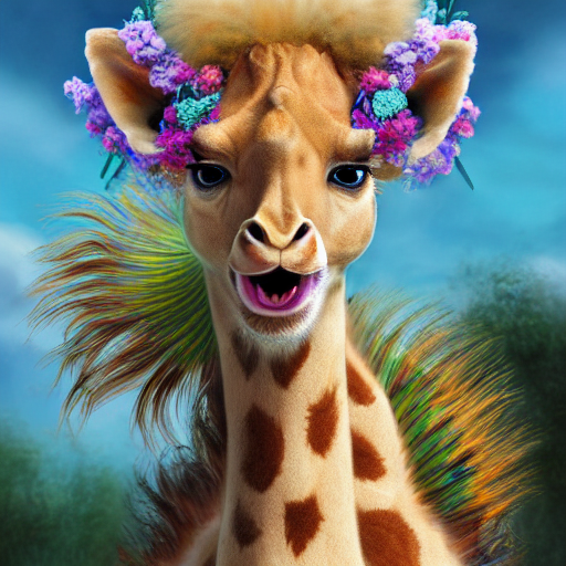Cute Fluffy Baby Giraffe Rabbit Lion Hybrid Mixed Creature C...