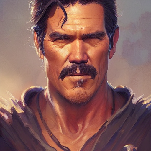Cowboy, Josh Brolin, Art By Artgerm And Greg Rutkowski And M...