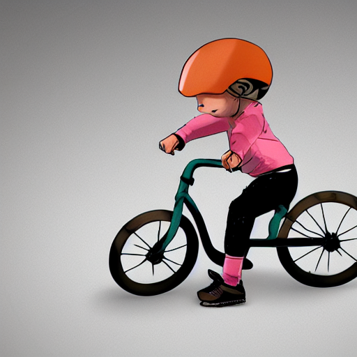 A Kid Riding A Bike With Training Wheels, High Quality Digit...