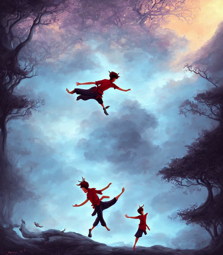 Peter Pan In Tai Chi Pose, Fantasy Digital Painting, Stunnin...