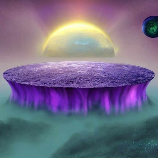 A Purple Ocean With A Bizarre Alien Caldera, Sci Fi Concept...