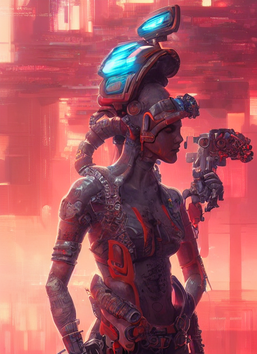 Cyberpunk Coral Bountyhunter, Highly Detailed, Digital Paint...
