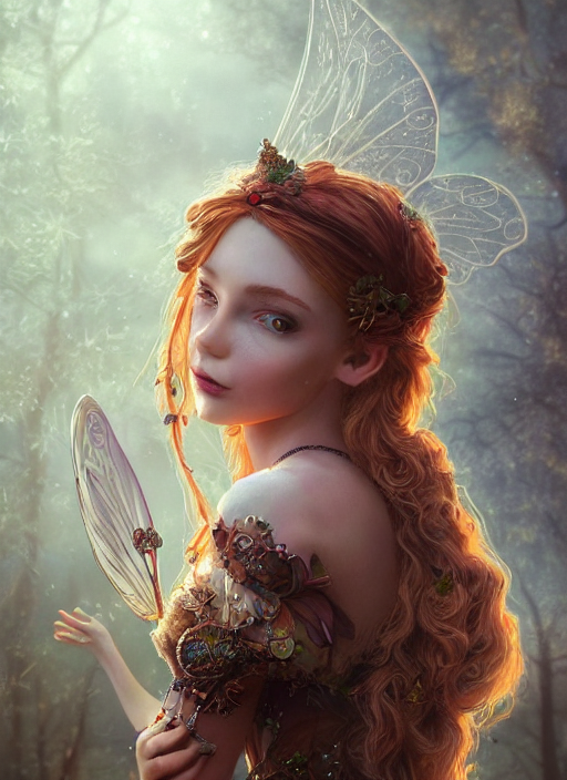 Beautiful Whimsical Fairy , Trending On Cgsociety, Intricat...
