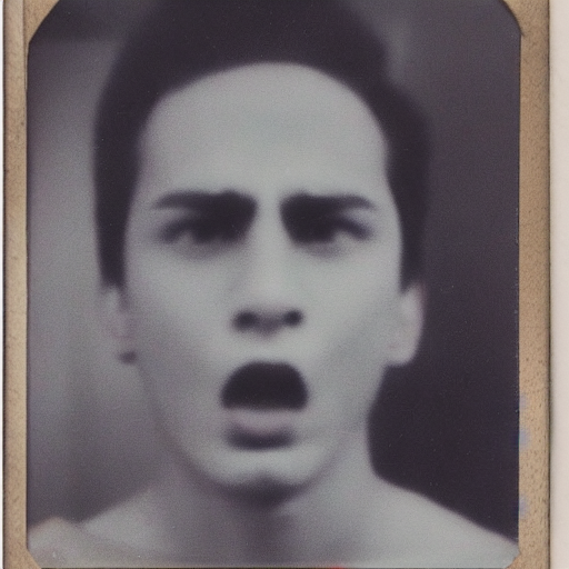 Poloroid Photograph Of A Sad Teenage Boy With Dark Makeup Wi...