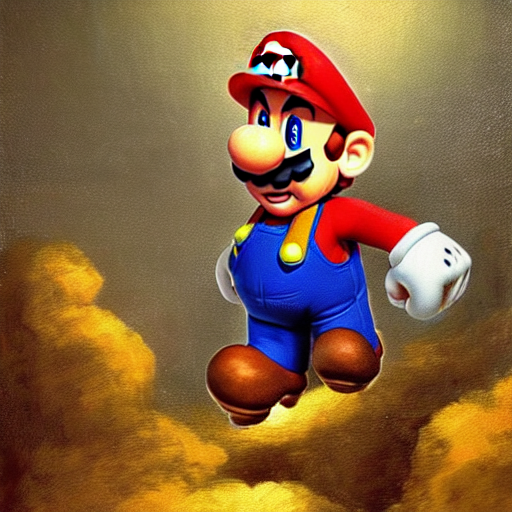 Super Mario By Rembrandt, Intricate, Ultra Detailed Painting...