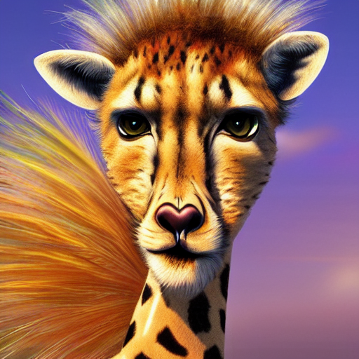 Cute Fluffy Baby Giraffe Cheetah Lion Hybrid Mixed Creature...
